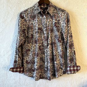 Chaps long sleeve paisley button down shirt western womens M Medium